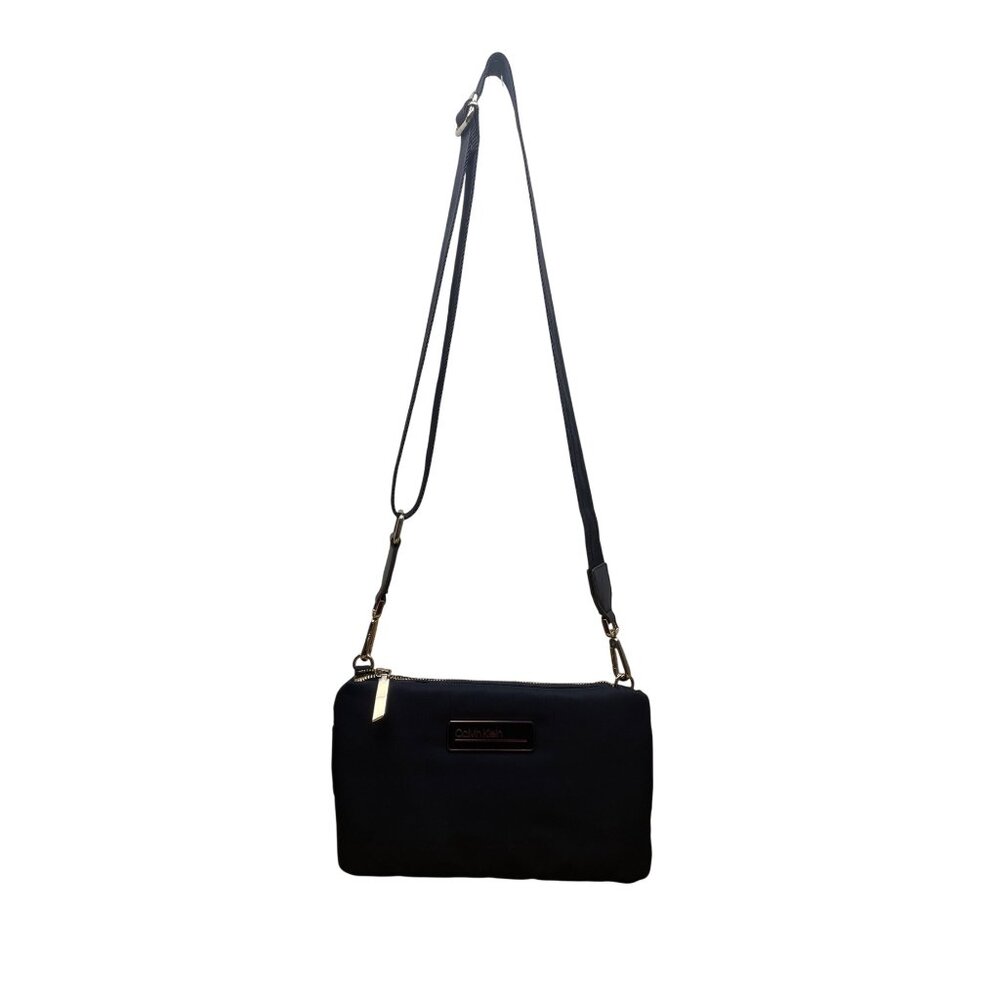 Calvin Klein Women’s Blue Nylon Adjustable Strap Compact Crossbody Bag